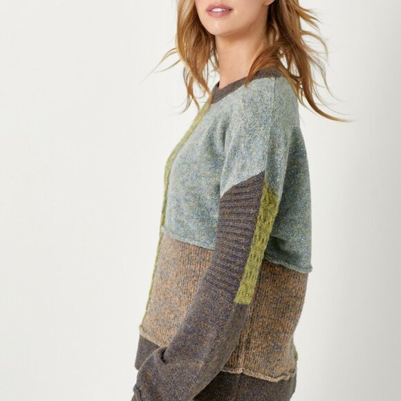 MYSTREE COLOR BLOCK MIXED WEAVE PULLOVER SWEATER - Picture 3 of 6